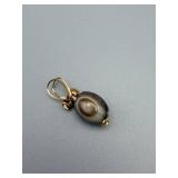 Gold-tone Oval Cabochon Pendant - Bezel Setting, Top Bail