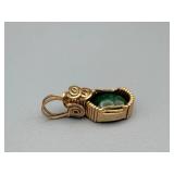 Gold-Tone Wire-Wrapped Pendant with Green Cabochon