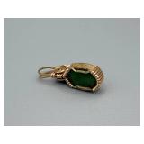 Gold-Tone Wire-Wrapped Pendant with Green Cabochon