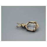 Crystal Not Tested for Gold Pendant - Clear Faceted Crystal in Gold-Tone Wire Wrap