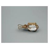 Crystal Not Tested for Gold Pendant - Clear Faceted Crystal in Gold-Tone Wire Wrap