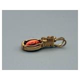 Pink Cabochon Pendant - Gold-Tone Wire-Wrapped