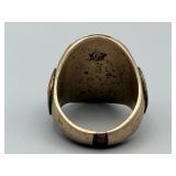 Biker Ring - Silver Signet with Chief Head Medallion & Inlays