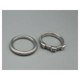 Judith Ripka 925 Sterling Silver Ring Set - Size 8 - CZ Accents (2-Piece)