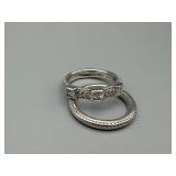 Judith Ripka 925 Sterling Silver Ring Set - Size 8 - CZ Accents (2-Piece)