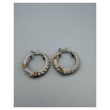 Judith Ripka 925 Sterling Silver Two-Tone Rope Hoop Earrings