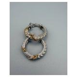 Judith Ripka 925 Sterling Silver Two-Tone Rope Hoop Earrings