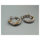 Judith Ripka 925 Sterling Silver Two-Tone Rope Hoop Earrings