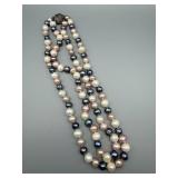 16" Multi-Strand Pearl Necklace - Ombre Cream Pink Lavender Navy with Copper Clasp