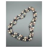 16" Multi-Strand Pearl Necklace - Ombre Cream Pink Lavender Navy with Copper Clasp