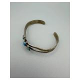 Bracelet - Turquoise Flower Cluster Cuff in Silver-Tone Metal