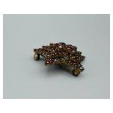 Star-Shaped Brooch Pin - Gold-Tone With Red Faceted Stones