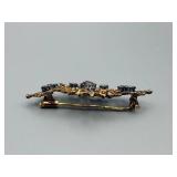 Brooch - Victorian-Style Gold-Tone Filigree with Purple Center Stone