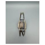 Bracelet - Open Silver Cuff with Dark Green Stone