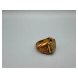 Signet Ring - Not Gold, Gold-Tone with Crest Face & Side Engraving