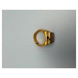 Signet Ring - Not Gold, Gold-Tone with Crest Face & Side Engraving