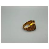 Signet Ring - Not Gold, Gold-Tone with Crest Face & Side Engraving
