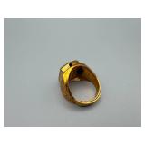 Signet Ring - Not Gold, Gold-Tone with Crest Face & Side Engraving