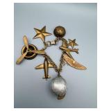 Travel Aviation Charm Bracelet Bronze-Tone With Planes, Stars, Wings & Globe
