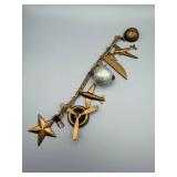 Travel Aviation Charm Bracelet Bronze-Tone With Planes, Stars, Wings & Globe