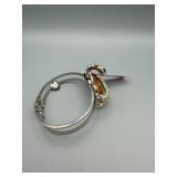 Betsey Johnson Bracelet - Crystal Heart Center Orange Stone with Rhinestones