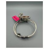 Betsey Johnson Bracelet - Crystal Heart Center Orange Stone with Rhinestones