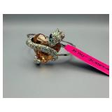 Betsey Johnson Bracelet - Crystal Heart Center Orange Stone with Rhinestones