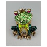 Betsey Johnson Frog Ring with Green Crystals