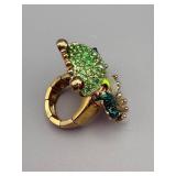 Betsey Johnson Frog Ring with Green Crystals