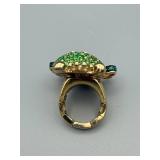 Betsey Johnson Frog Ring with Green Crystals