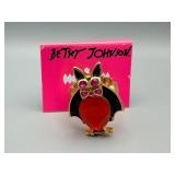 Betsey Johnson Gold-Tone Ring with Red Heart Gem & Bat Wing Accent