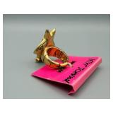 Betsey Johnson Gold-Tone Ring with Red Heart Gem & Bat Wing Accent