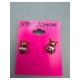 Betsey Johnson Bee Earrings - Gold Tone with Purple Wings and Red Eyes