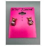 Betsey Johnson Bee Earrings - Gold Tone with Purple Wings and Red Eyes