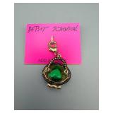 Betsey Johnson Heart Charm Pendant 807491-X01 - Green Enamel Center