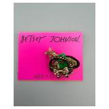 Betsey Johnson Heart Charm Pendant 807491-X01 - Green Enamel Center
