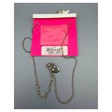 Betsey Johnson Cat Pendant Necklace - Crystal Charm, Rose Gold Tone
