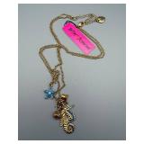 Betsey Johnson Seahorse Necklace - Blue Star Charm & Starfish Accent