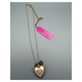 Betsey Johnson Heart Pendant Necklace - Gold-Tone with Pave Crystal Inner Heart
