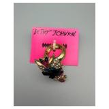 Betsey Johnson Crystal Owl Brooch - Gold-Tone with Multicolor Rhinestones