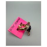 Betsey Johnson Crystal Owl Brooch - Gold-Tone with Multicolor Rhinestones