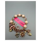 Betsy Johnson Skull Charm Bracelet With Pearl Beads