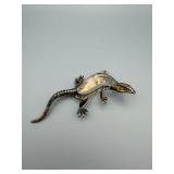 Trafari Vintage Gold-Tone Lizard Brooch with Glass Body and Emerald Eyes