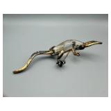 Trafari Vintage Gold-Tone Lizard Brooch with Glass Body and Emerald Eyes