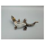 Trafari Vintage Gold-Tone Lizard Brooch with Glass Body and Emerald Eyes