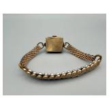 Vintage Ladies Wristwatch - Gold Tone Rectangle Case, Two-Tone Bracelet