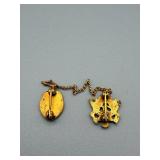 Vintage US Military Insignia Pendant Set on Chain - Eagle Crest & Blue Enamel Shield (2-Piece Set)