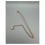 Pearl Pendant Necklace - 16in Gold-Tone Chain