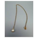 Pearl Pendant Necklace - 16in Gold-Tone Chain