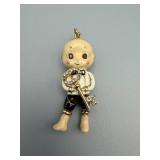 Gwen Stefani Baby Figurine Charm Pendant with Rhinestone Skeleton Key